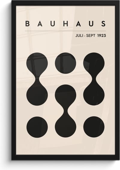 Poster in lijst - Fotolijst 40x60 cm - Posters - Bauhaus - Abstract - Zwart - Art - Modern - Posterlijst zwart - Decoratie - Wanddecoratie woonkamer - Muurdecoratie slaapkamer