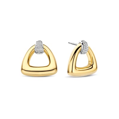 TI SENTO Dames Oorbellen - 925 zilver - Zirkonia met geel verguld - 78034ZY