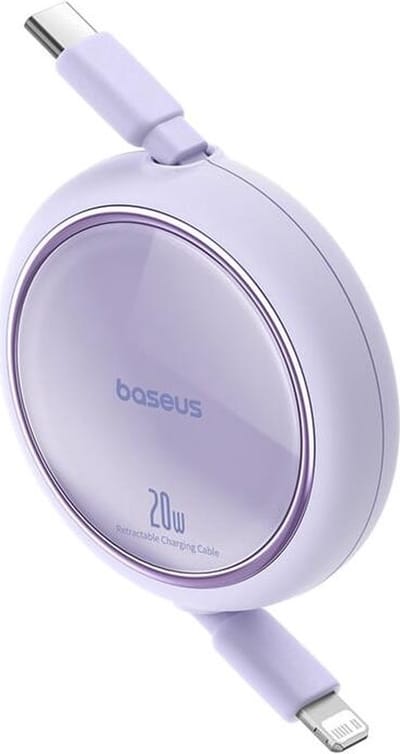 USB-C - Lightning Data- en Oplaadkabel Baseus Free2Pull Mini Uittrekbaar, 20W, 1m, Paars P10364501511-00