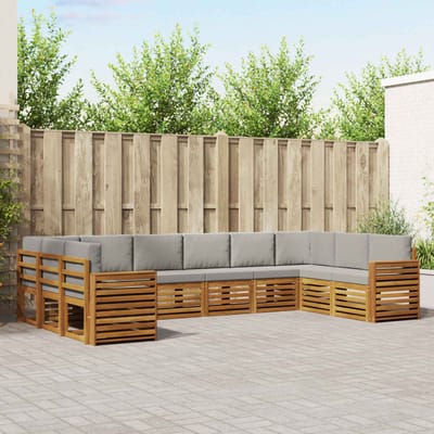 vidaXL - Buiten - bank - set - 10 - st - Natuurlijk - en - Licht - Grijs