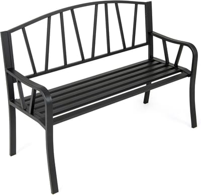 Robuuste Metalen Tuinbank voor 2-3 Personen - Terras en Balkon - Zwart