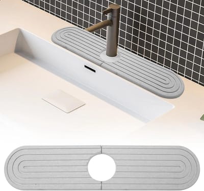 Drainerende Mat voor Keuken en Badkamer, Water Tap Bescherming, Splash Guard, Steenmateriaal, Inclusief Schuurpapier, 40 x 10 cm