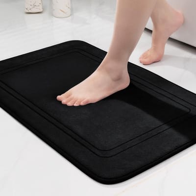 Badmat, antislip, zacht, absorberend, voor badkamer, zwart, 43 x 61 cm