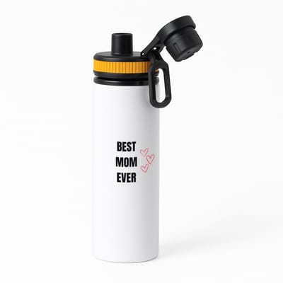 Hacebo® - best mom ever waterfles met draaidop oranje - Mama - cadeau mama - cadeau - verjaardag mama - water fles - 850ML