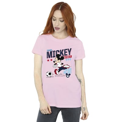 Disney Dames/Dames Mickey Mouse Team Mickey Voetbal Katoenen Vriendje T-shirt (Baby Roze)