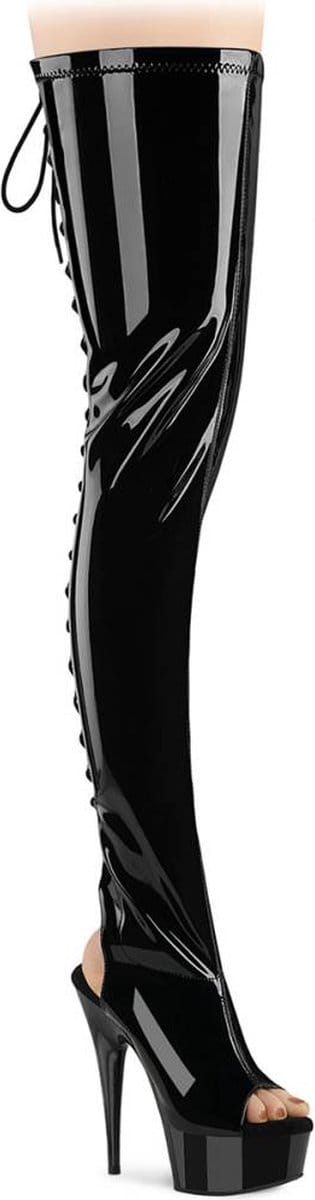Pleaser - DELIGHT-4017 Plateau Overknee Laarzen - US 5 - 35 Shoes - Zwart