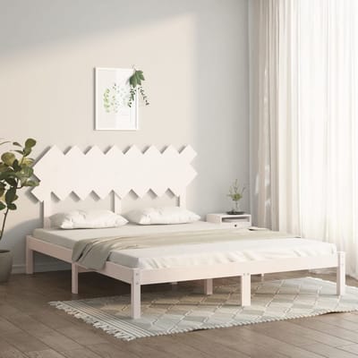 vidaXL - Bedframe - massief - hout - wit - 160x200 - cm