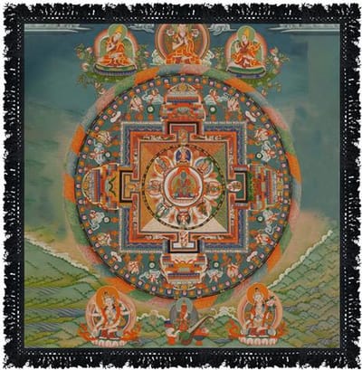 altaarkleed thangka 60 x 60 cm – 100% katoen – tarotkleed - meditatiekleed – boeddhistisch altaarkleed – gemaakt in India