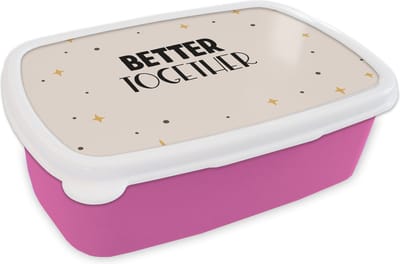 Broodtrommel Roze - Lunchbox - Brooddoos - Quotes - Relatie - Better together - Spreuken - 18x12x6 cm - Kinderen - Meisje