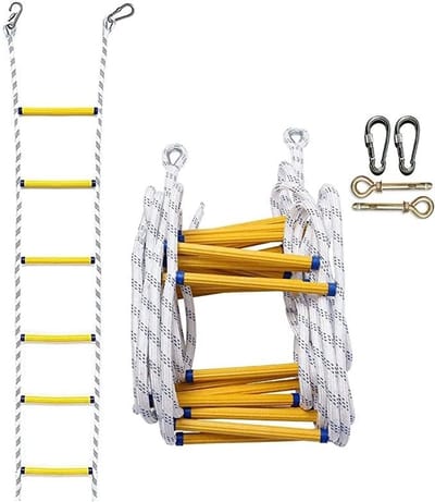 Ontsnappingsladder - Noodladder Touwladder - Veilige Evacuatie - Snel te Implementeren - 12 Meter - Zwart