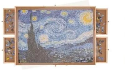 MensStore Draaibaar Puzzelbord Met Opbergsystemen - Puzzelplaat - Puzzelplank - Portapuzzel - 1000 Stukjes - 6 Lades - Hout