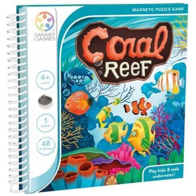 SmartGames Coral Reef - Magnetisch Logisch Denkspel - 48 Educatieve Onderwateruitdagingen - Compact Reisspel & Solospel - Vanaf 4 Jaar