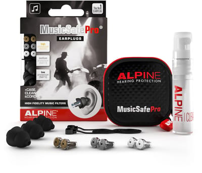 Alpine MusicSafe Pro Oordoppen Muziek - Earplugs Geschikt voor Muzikanten, DJ's en Geluidtechnici - 3 Verwisselbare Filters 16dB/19dB/22dB - Premium Gehoorbescherming Muziek - Oordopjes Festival - Zwart