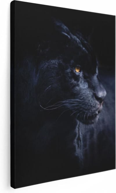 Artaza Canvas Schilderij Panter - 30x40 cm - Klein - Wanddecoratie Wilde Dieren - Muurdecoratie Woonkamer - Kamer Accessoires