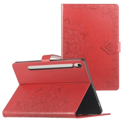 imoshion Tablet Hoes - Geschikt voor Samsung Galaxy Tab S10 FE / Galaxy Tab S9 11.0 inch FE / Galaxy Tab S9 11.0 inch / Galaxy Tab S10 Lite - Mandala tablet Bookcase - Rood