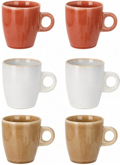 Siaki koffiemok / theemok Faye - set 6x - multi color - 220 ml - mokken - keramiek