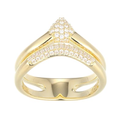 Cavill - Elegante Zilveren Ring met 68 Zirkonen Pavé - 925 Sterling Zilver Verguld - Rond Radiant Geslepen - Damesring - 0,369 Ct