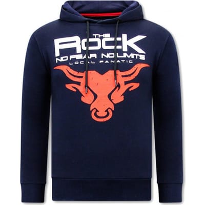Hoodie Heren Print - The Rock- Blauw / Navy