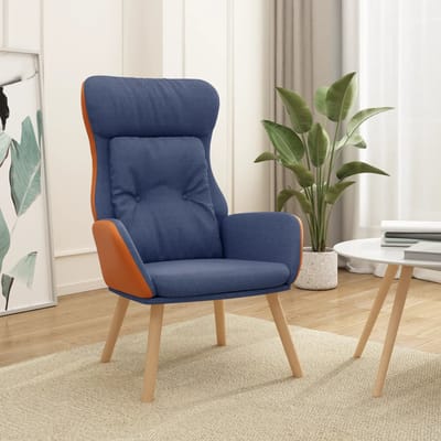 vidaXL - Relaxstoel - stof - en - PVC - blauw