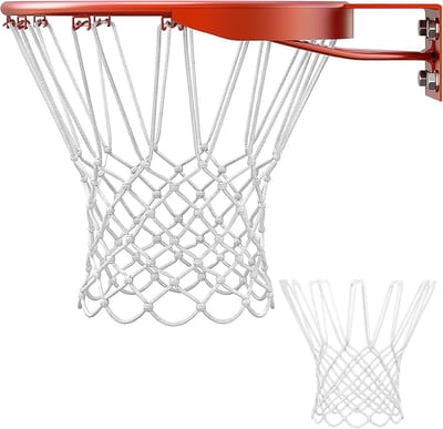 2 stuks basketbalnet, weerbestendig, duurzaam en alle weersomstandigheden, balnet, standaard maat, nylon basketbalkorf, net voor basketbalkorf, outdoor, wit