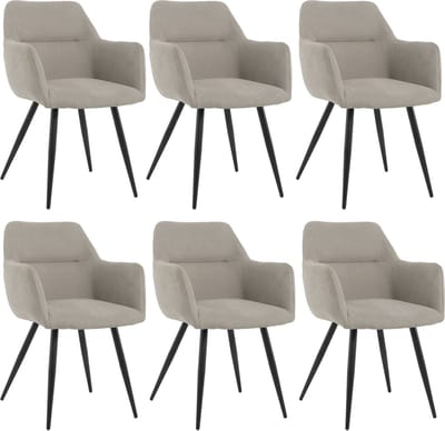 Lina® Nova Eetkamerstoelen - Grijs - Set van 6 - Stof