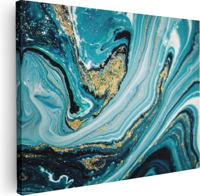 Artaza Canvas Schilderij Marmer Goud - 40x30 cm - Klein - Muurdecoratie Abstract - Wanddecoratie Woonkamer - Kamer Accessoires