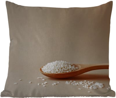 Buitenkussen Weerbestendig - Lepel - Rijst - Hout - Beige - 50x50 cm