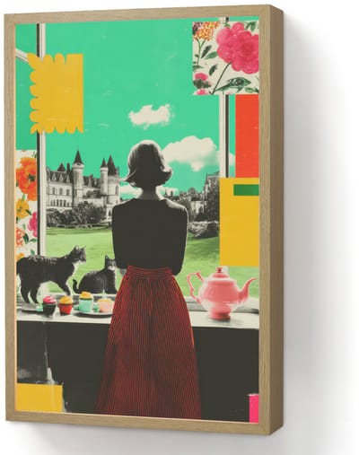 Wandlamp 40x60 cm - Oplaadbaar - Vrouw - Keuken - Katten - Doorkijk - Wandlampen binnen woonkamer - Slaapkamer lamp - Decoratieve nachtlamp - Vloerlamp draadloos