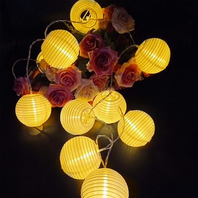 Dailygoods- Lichtsnoer 1,5 m - 10 LED Lampions - Warmwit - Buiten/Binnen - Waterdicht - Duurzaam Nylonmateriaal - Lichtketting