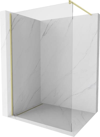Mexen Kioto douchewand Walk-in 115 x 200 , transparant 8 mm, goud geborsteld - 800-115-101-55-00