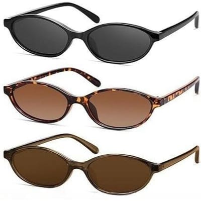 3 Stuks Retro Kattenoog Zonnebrillen voor Dames Mode Ovaal Smal UV400 Bescherming