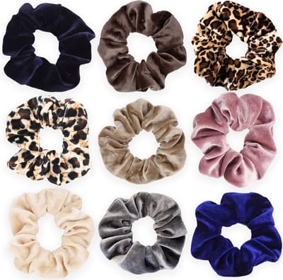 Kraagjeskopen.nl® Velvet Scrunchies Set - 9 stuks Musthave Haaraccessoire Haarelastiek - Scrunchie Pack