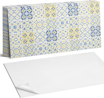 Coloray Plaktegels - Mozaïekpatroon met ornamenten Wandtegel Zelfklevend - 60 cm x 30 cm - Blauw Plaktegels - 6 stuks - Rechthoek PVC Tegels - Plaktegels Keuken - Zelfklevende Vloertegels Badkamer - Vinyl Tegels Zelfklevend - Zelfklevende Wandtegels