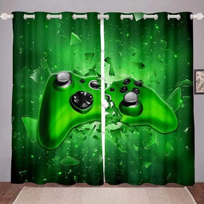 3D Digitale Print Game Gamepad Gamer Raamgordijnen Voor Slaapkamer Woonkamer Kinderkamer Aangepaste Maat Gordijnen W50xH130(CM)x2PCS-Grommet Top