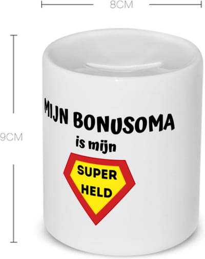 Akyol - mijn bonusoma is mijn superheld Spaarpot - Oma - super bonusoma - verjaardag - cadeautje voor oma - oma artikelen - kado - geschenk - 350 ML inhoud