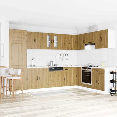 vidaXL - Keuken - Kast - Kalmar - Artisan - Eiken - 80 - x - 46 - x - 81,5 - cm - Bewerkt - hout