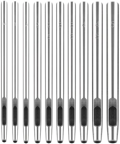 Solidchoice - Dailygoody - Leer Perforatie Set - 10-delige Set - Metalen Ronde Hole Puncher - 0.5-5MM - Geschikt voor Leer Papier en Kunststof - Perfect voor Creati.