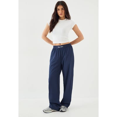 Dames DSGN Studio Broek met Elastische Taille en Rechte Pijpen | Marineblauw | Maat: 2XL