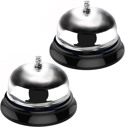 Bel voor Service - Dienblad Bel - Aandacht Trekken - Volledig Metalen - 2 Stuks - Zilver