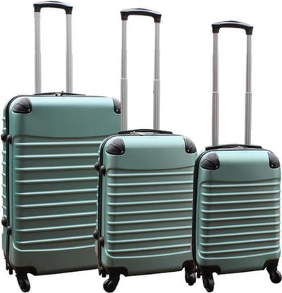 Kofferset 3 delig met wielen en cijferslot - handbagage koffers - ABS - groen