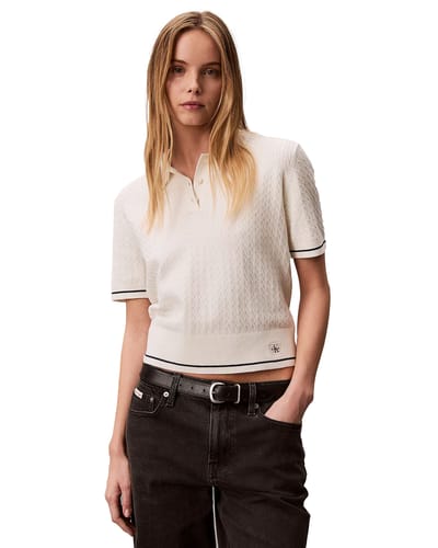 Calvin Klein T-shirt Ss Woven Label Cropp Lv047f320g Yas Tofu Dames Maat - M