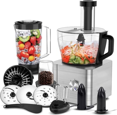 Keukenmachine - Food processor - Koken en bakken - 11-in-1 functies - 32 liter kom - Zilver