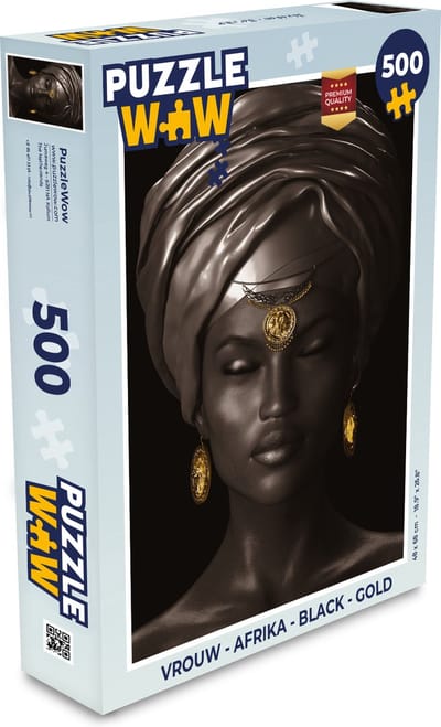 Puzzel Vrouw - Afrika - Black - Gold - Legpuzzel - Puzzel 500 stukjes