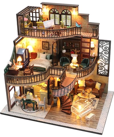 Premium Miniatuur XXL bouwpakket - Bouwpakket - Voor Volwassenen (14+) - Houten Modelbouw - Modelbouwpakket - DIY - Poppenhuis – incl. Licht- (Dream Pavilion)