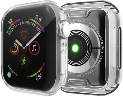 By Qubix - Siliconen case (volledig beschermd) 44mm - Zilver - Geschikt voor Apple watch 44mm hoesje - screenprotector - Bescherming iWatch - Bescherm hoesje