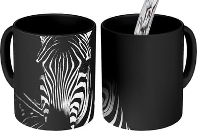 Magische Mok - Foto op Warmte Mokken - Koffiemok - Zebra - Zwart - Wit - Dieren - Magic Mok - Beker - 350 ML - Theemok
