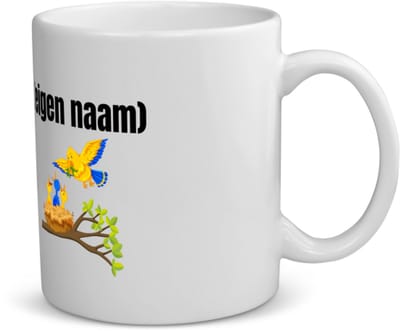 Akyol - vogels en nest met eigen naam koffiemok - theemok - Vogels - dieren liefhebber - iemand die houdt van vogels - verjaardag - cadeau - kado - geschenk - 350 ML inhoud