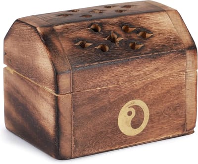 Famanu - Handgemaakte houten wierookhouder met asvanger, traditioneel design voor aromatherapie, yoga en meditatie