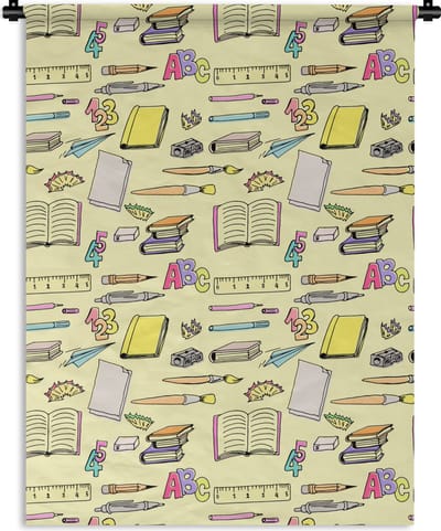 Wandkleed - Wanddoek - School - Patronen - Potlood - 150x200 cm - Wandtapijt