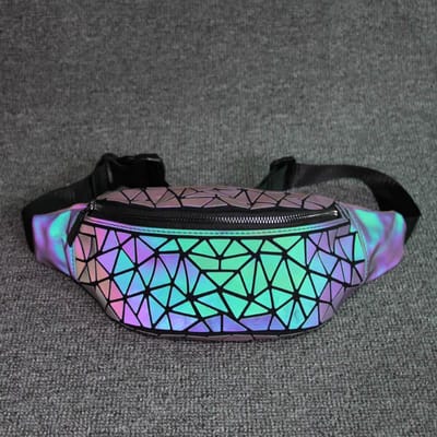 Mode Lichtgevende Heuptassen Dames Fanny Packs Heuptas Luxe Lederen Geometrie Heuptasjes Portemonnee black